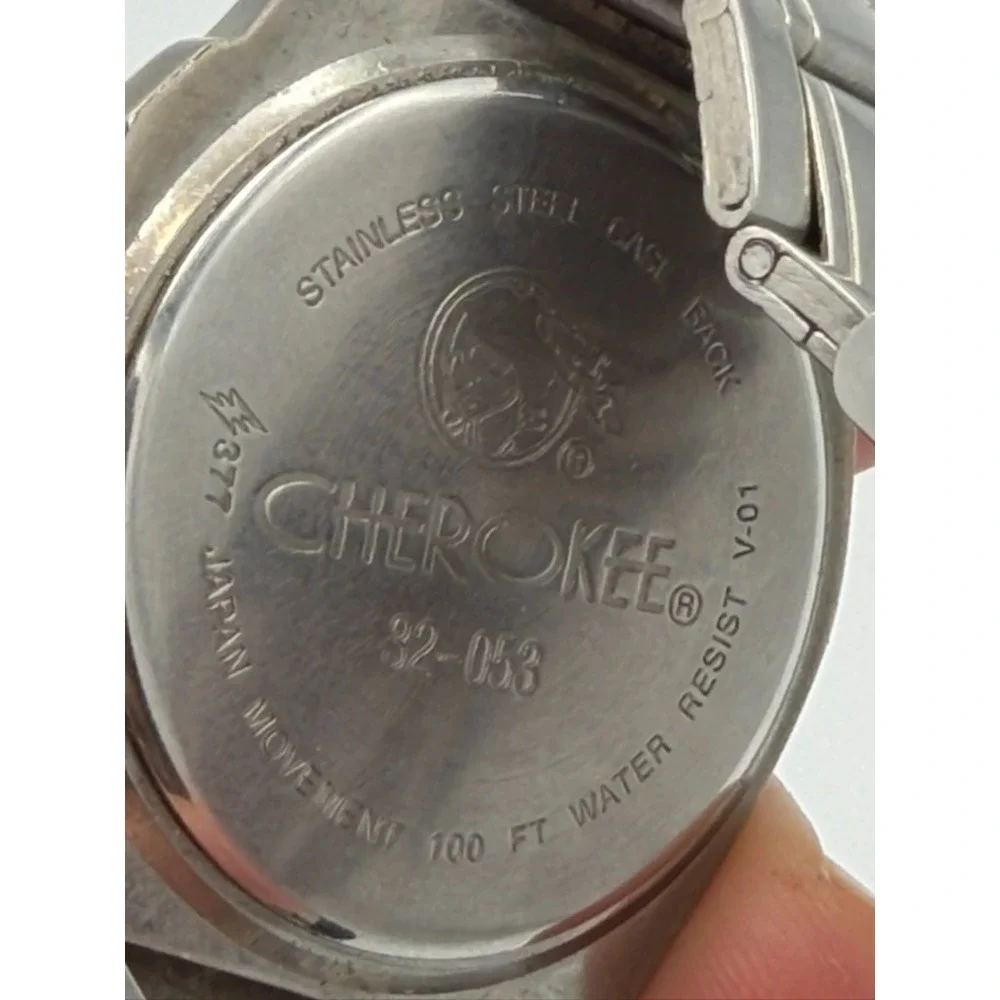 Cherokee Quartz Watch Mens Day Date 24H Gold Tone Steel Japan Movt Running